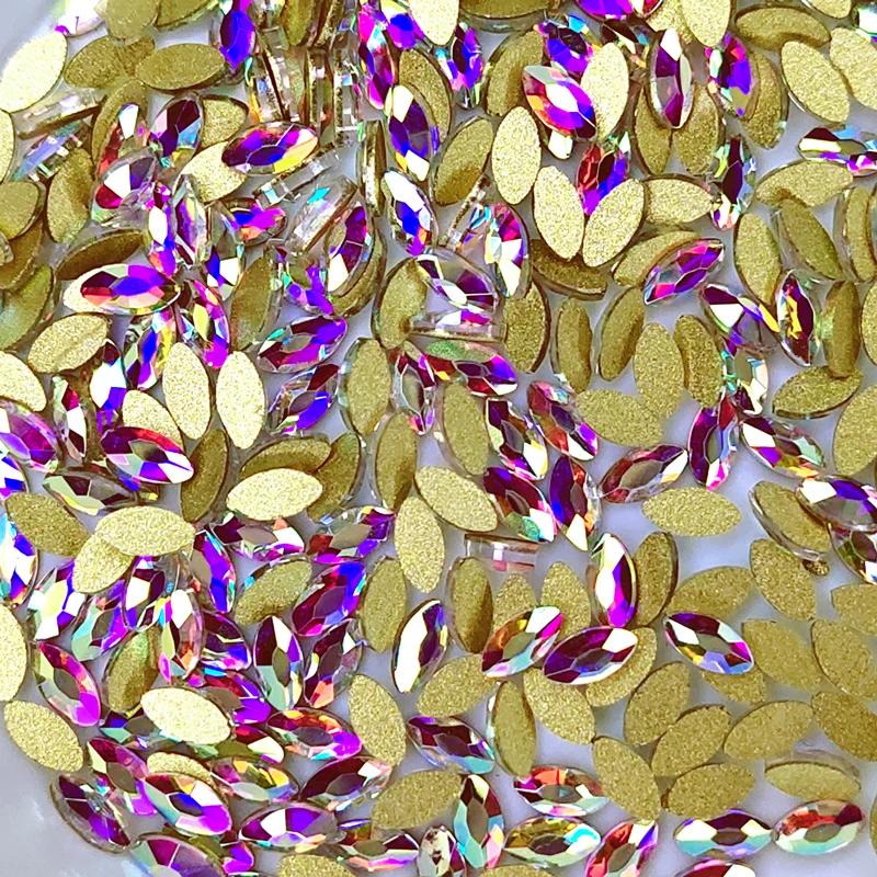 Olho do cavalo Strass em forma para 3D Nail Art, diamante Flat Bottom, Glitter Glass, decoração de cristal, qualidade superior - Image 1
