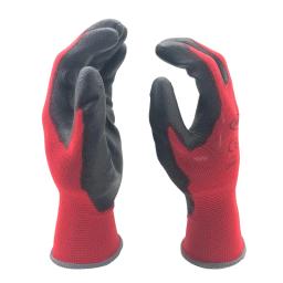 Luvas de segurança de jardim para homens Luvas de malha Nylon mergulhado, PU nitrilo revestido, Palm Security, Trabalho de proteção, Vermelho, 24 pares, 12 pares - Image 2