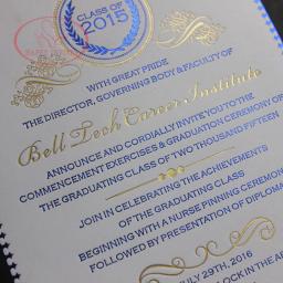 Convite de formatura alta qualidade branco e elegante, cartão de papel de algodão 900gsm, com papel-alumínio azul real e dourado, hi1158, 100 peças - Image 3