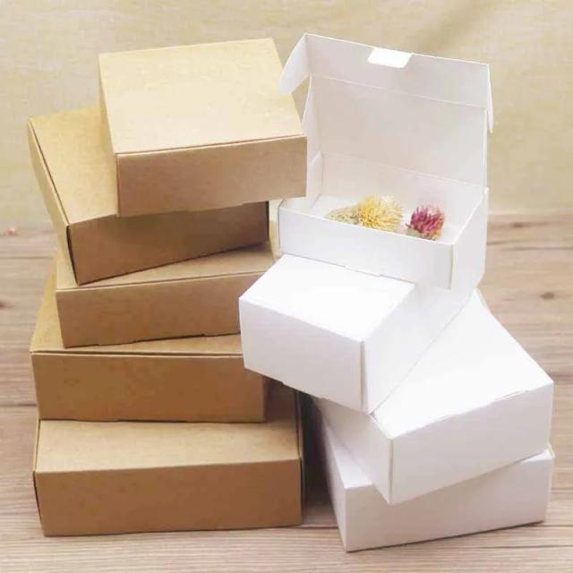 Caixas Vintage Kraft para Presentes Pequenos - 5 Peças de Papel Branco para Decoração de Festas e Doces