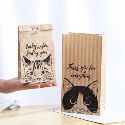 Saco De Presente De Papel Kraft, Gato Doces e Cookies, Embalagem De Casamento, Favores De Festa De Aniversário, Kitten Pequena Embalagem De Artesanato, Goodie, 10Pcs - Image 2