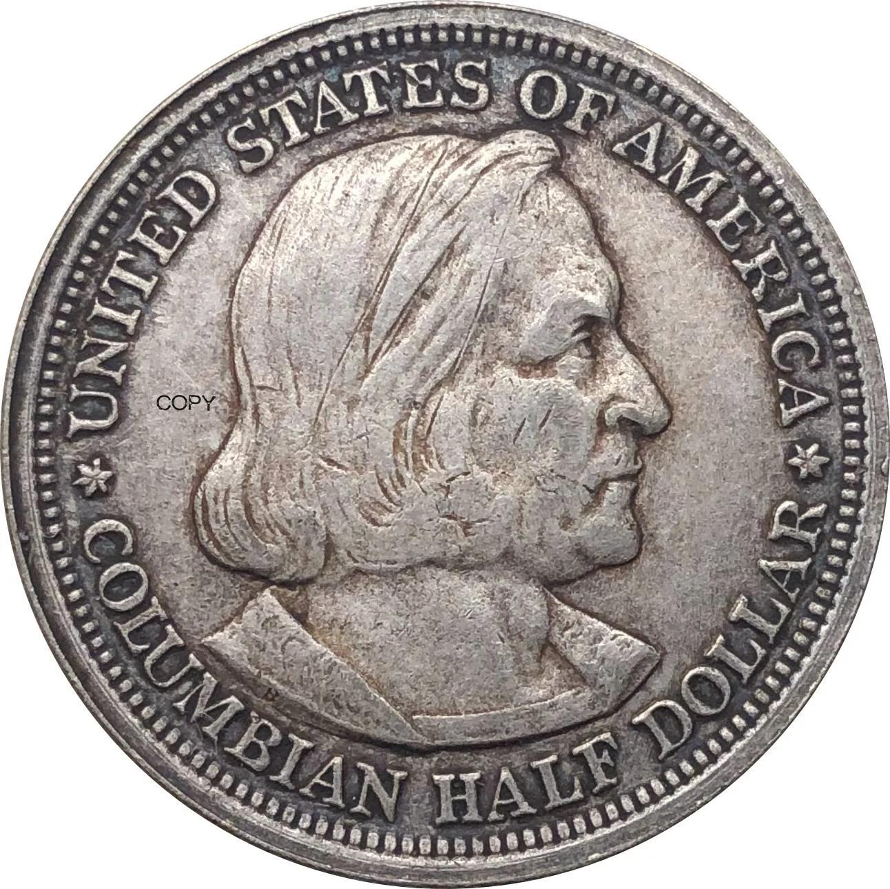 Moeda Comemorativa Banhada a Prata, Estados Unidos da América, EUA 1893 Meio Dólar, Cuproníquel, Moedas Colecionáveis de Metal Antigo, Lembrança - Image 1