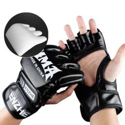 Luva mma de luta pu saco de boxe grosso meio dedo sanda taekwondo luvas de luta profissional equipamentos de treinamento tkd - Image 2