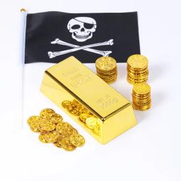 100 pçs plástico ouro tesouro moedas pirata moedas de ouro adereços brinquedos halloween decoração crianças festa aniversário adereços acessórios - Image 5