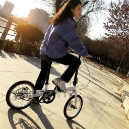Bicicleta dobrável com freio a disco, bicicleta ultra leve, portátil, pequeno, estudante, homens e mulheres, velocidade única, 16 polegadas - Image 4