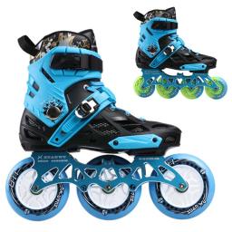 PU Alloy Frame Roller para meninas, patins de velocidade, maratona, corrida de rua, sapatos de corrida, branco, azul, 3x110mm, EU 34, 35, 36, 85A, rolo 3x110mm - Image 3