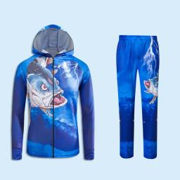 Uv proteção solar camisa de manga longa calças de pesca jaqueta impermeável respirável waders treino dos homens roupas verão único outdoo - Image 3