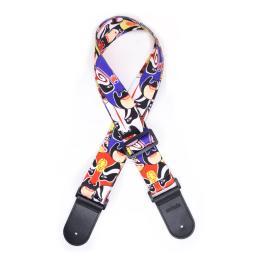 Correia de guitarra de nylon para guitarra elétrica acústica, cinto multicolorido, correias ajustáveis para impressão de caveira, picaretas para baixo - Image 5