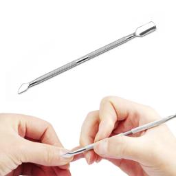 130*8mm duplo lado manicure cutícula empurrador dupla cabeça limpa polonês guarnição take-gel caneta cutícula de aço inoxidável prego empurrar ferramenta 1 pçs - Image 2