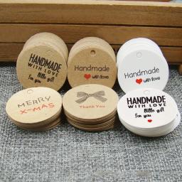 Marrom e Livro Branco Etiqueta de Presente Tag, Handmade Jóias Encantos Tag, Favores Do Casamento Redondo, Biscoitos Tag Decorativo, Multi Bonito, 100Pcs - Image 2