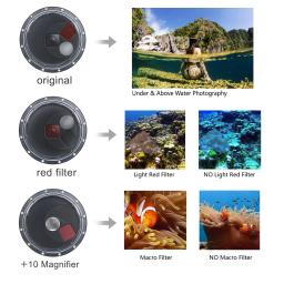 QIUNIU-Porta Dome para GoPro Hero, filtro subaquático de 60m, comutável, caixa de mergulho impermeável, preto, gatilho, Go Pro Acessórios, 7, 6, 5 - Image 4