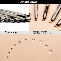 Lmdz 10 pcs cortador de furador de couro oco punch set para artesanato de couro ferramentas ocas redondas para material macio de trabalho - Image 5