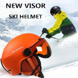 Lua capacete de esqui integralmente moldado pc + eps capacete de esqui de alta qualidade óculos esportes ao ar livre esqui snowboard skate capacetes dos homens - Image 2