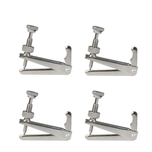 Conjunto de 4 Ajustadores de Corda para Violoncelo Prata Metal - Peças de Reposição para Instrumentos 3/4 e 4/4