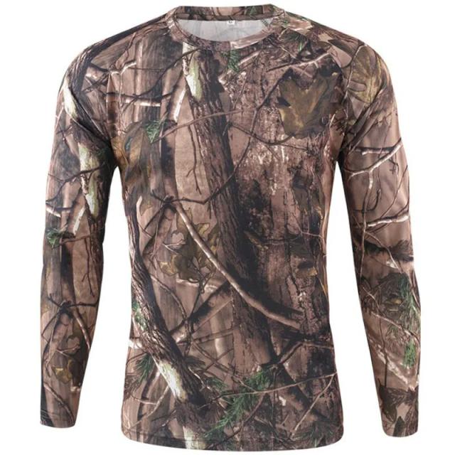 Camiseta Camuflada Militar Masculina de Secagem Rápida para Acampamento e Caça - Ideal para Atividades ao Ar Livre