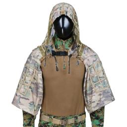 Combate tático dos homens CS Sniper tiro camuflagem Ghillie Suit, masculino exterior caça jaqueta conjunto com fio, roupa Net Foundation - Image 4