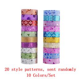 Glitter Washi Tape Papelaria, Fitas Adesivas Decorativas, Fita Adesiva DIY Cor, Scrapbooking, Material Escolar, 10Pcs - Image 6