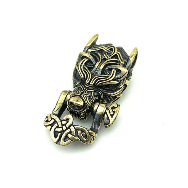 Ferramenta Edc Multifuncional para Tecelagem de Pulseiras Paracord com Fivela de Bronze em Formato de Cabeça de Lobo para Acessórios DIY ao Ar Livre