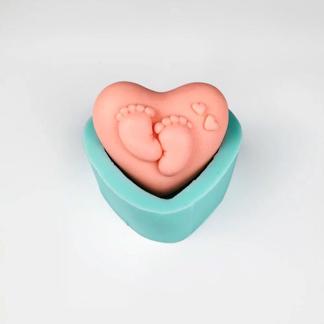 Molde de Silicone em Forma de Coração para Sabão e Sabonete Artesanal para Bebês, Ideal para Argila e Velas de Resina