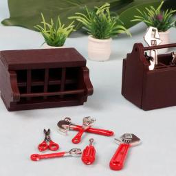 Mini Caixa De Ferramentas De Madeira Com Ferramentas De Reparação, Miniatura Modelo De Brinquedos Para Rapazes, Ferramentas Para Brincar, Jogos E Acessórios, Decoração De Bonecas, 1:12 - Image 3