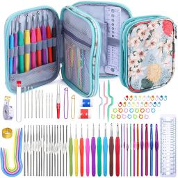 Imzay 96 pçs conjunto de ganchos de crochê com caixa de armazenamento de agulha de tricô kit de agulhas de tricô diy ferramenta de tecelagem conjunto de acessórios para iniciante - Image 1