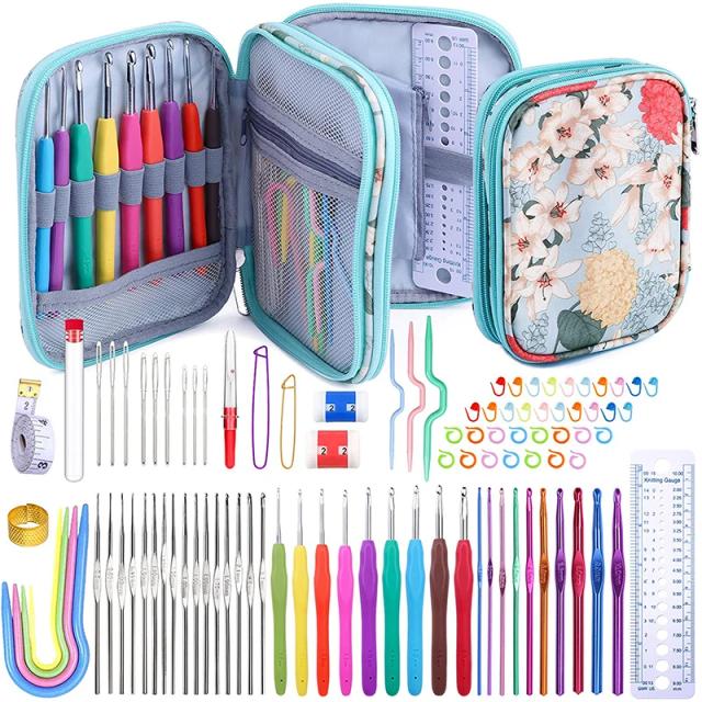 Conjunto Completo de Ganchos de Crochê Imzay com 96 Peças e Caixa para Armazenamento - Kit de Agulhas de Tricô e Ferramentas DIY para Iniciantes