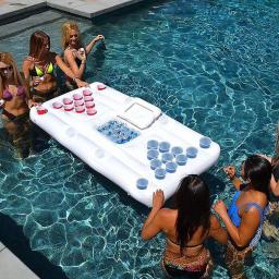 Mesa inflável de cerveja pong, flutuador de piscina, jangada divertida, flutuador de piscina, festa aquática, colchão de ar, 28 copos, novo, 2021 - Image 3