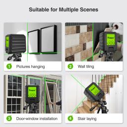 Huepar 2 linhas de nível laser auto-nivelamento feixe verde cruz linha vertical & horizontal 100ft alinhamento ferramentas a laser para casa diy - Image 5