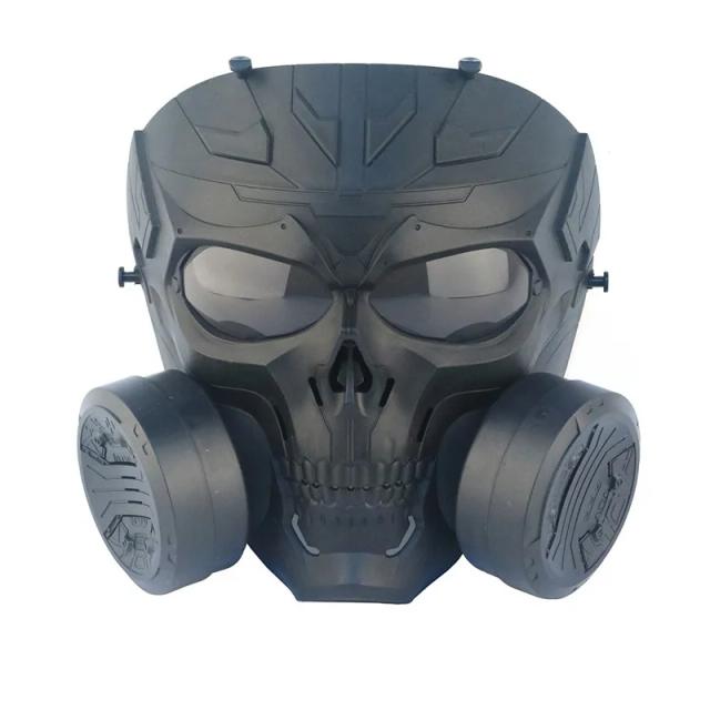 Máscara Tática Bioquímica Airsoft com Ventilador e Lente Protetora para Paintball e Caça ao Ar Livre