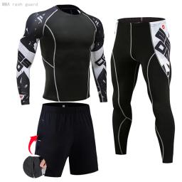 Ternos de Compressão Sportswear para Homens, Ginásio Calças Justas Roupas De Treinamento, Workout Jogging Sports Set, Running Rashguard Treino - Image 5