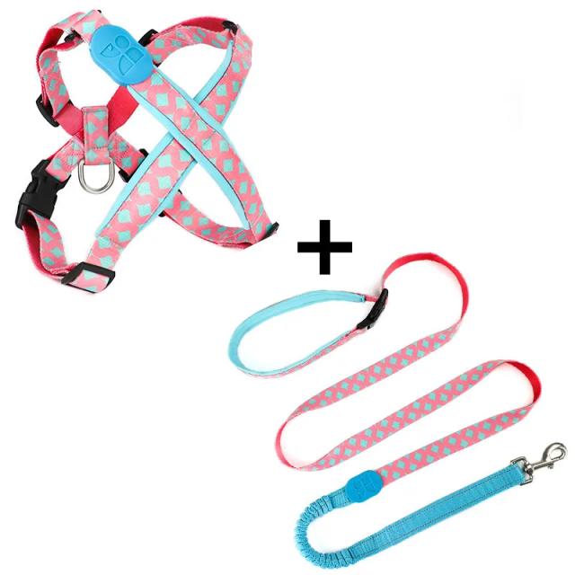Correia e Conjunto de Treinamento Estiloso Rosa para Cães, Corrida e Caminhada com Cinto Retrátil Sem Mãos