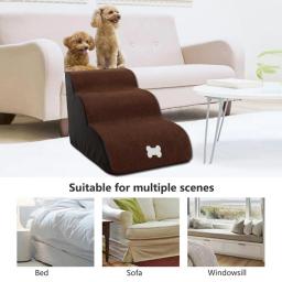 Melhor cão escadas pet 3 passos escadas para pequeno cão gato casa do cão animais de estimação rampa escada anti-deslizamento removível cães cama escadas pet abastecimento - Image 6