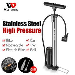 West biking 160psi bomba de bicicleta medidor alta pressão bola inflator ar mtb ciclismo acessórios presta schrader bomba bicicleta estrada - Image 2
