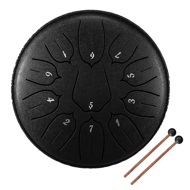 Conjunto de Tambores de Aço de 11 Tons com 6 Polegadas para Yoga e Meditação - Inclui Baquetas para Relaxamento e Percussão