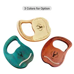 Instrumento de corda de madeira da caixa da ressonância da harpa da lira de 19 cordas com chave de ajuste 3 pces picaretas instrumentos de cordas - Image 4