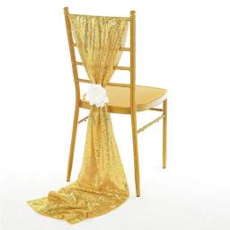 Capa decorativa de cadeira com faixa de encosto, enfeite de mesa para casamento e festas dourado - Image 1