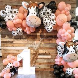 1 conjunto branco preto fazenda vaca tema festa de aniversário balões folha animal balão chuveiro do bebê decorações de casamento crianças favores suprimentos - Image 1