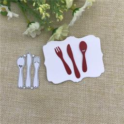 Faca e garfo colher de metal para scrapbooking, moldes de corte para diy, álbum, cartões de papel, artesanato decorativo, gravação em relevo - Image 2