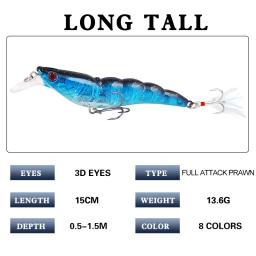 Ataque completo camarão isca de pesca 13.6g/9.5cm afundando plástico artificial poleiro de camarão swimbait hart isca wobblers leurre enfrentar - Image 3
