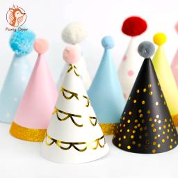 Impressão de design personalizado para festas de aniversário, decoração de papel para crianças, chapéus com coroa de papel faça você mesmo - Image 1