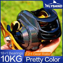 FLYSAND 10kg Max Drag Freio Magnético Carretel de Baitcast 18 + 1BB 7.2:1 Relação de Engrenagem Carretel de Pesca Carretel de Linha Profunda Rasa - Image 1