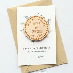 Lembrancinhas de madeira com renda rústica personalizadas e imã para save the date, presentes e lembranças para festas de aniversário e casamento - Image 1