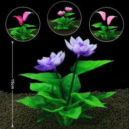 Decoração de plantas de aquário artificial, tanque de peixes, paisagismo, grama de enfeites, flor de lótus, decoração aquática, fundo de aquário - Image 3