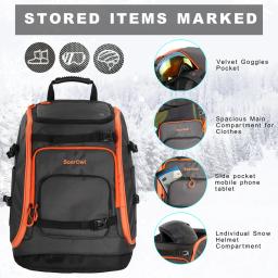 Soarowl 65l mochila de esqui grande capacidade à prova dwaterproof água saco de inicialização pode ser carregado com botas de esqui capacetes óculos roupas pendurar esquis - Image 4