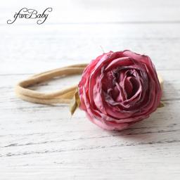 Decoração artificial artesanato queimado tecido flor em náilon elástico hairband flor bandana para crianças menina acessórios de cabelo - Image 3