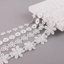 Fita bordada artesanal de poliéster, material para retalhos, renda branca, fita para tecido, faça você mesmo, artesanato, acessórios de costura, vestuário, 1 jarda - Image 6