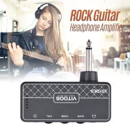 VITOOS-ROCK guitarra fone de ouvido amp 1/4 Polegada plug 3.5mm fone de ouvido jack & aux in com volume de ganho built-in bateria recarregável - Image 5