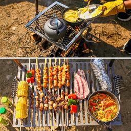 Portable Outdoor Folding Campfire Grill, Churrasqueira com Estaca, Churrasqueira Grelha para Camping, Caminhadas e Mochila - Image 6