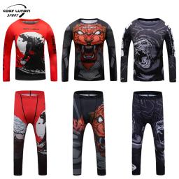 Cody Lundin treinamento Rash Guard para crianças, calças justas de compressão de camada de base, Jiu Jitsu Rash Guard Set No Gi BJJ Fitness Boxing Sportwear - Image 1