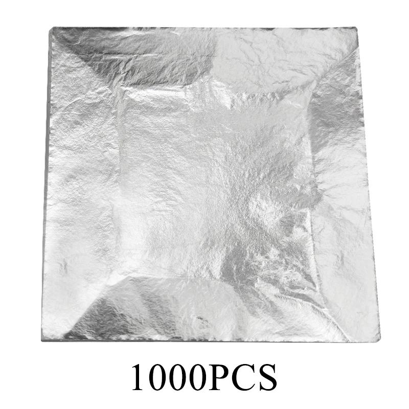 1000 pces 6.3x6.3 imitation imitation folha de folha de alumínio de prata de ouro de imitação folha de cola folha de cobre folha 16cm * 16cm artes artesanato decoração - Image 1